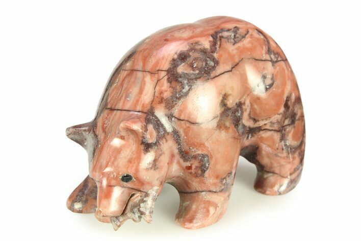 Realistic, Polished Kona Dolomite (Stromatolite) Stone Bear with Fish - Michigan #308409